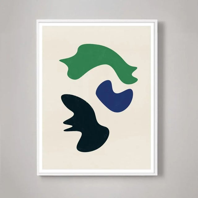 Molly Frances Mid-Century Modern Abstract Biomorphic Unframed Print in Blue, Green, and Black 30 X 40 For Sale - Image 4 of 5