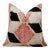 Blush Geometric Silk Velvet Throw Pillow 16x16 | Handmade Pink & Black Designer Accent Pillow For Sale
