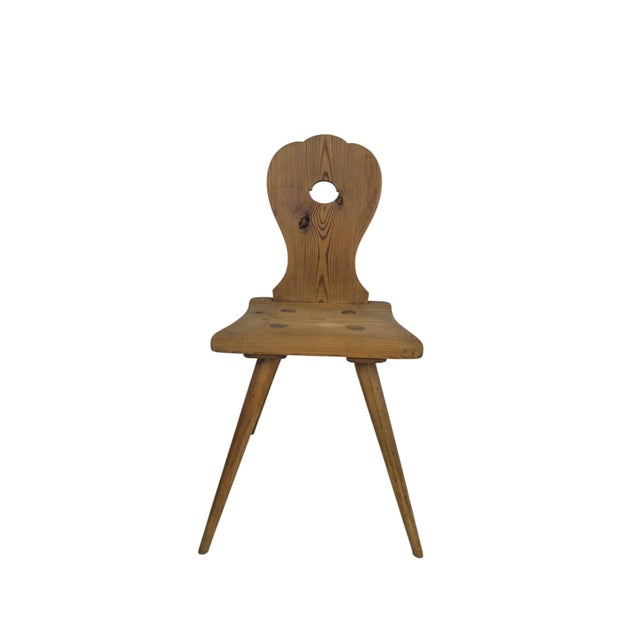 Pair of rustic Austrian softwood peasant chairs (Bauernstühle), dating to circa 1800. Each chair is made of solid softwood...