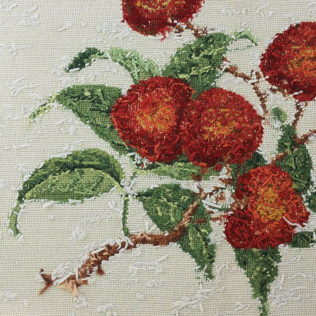 Early 21st Century Vintage Needlework Botanical Study – Rustic Lychee Fruit Branch Textile Wall Art For Sale - Image 5 of 8