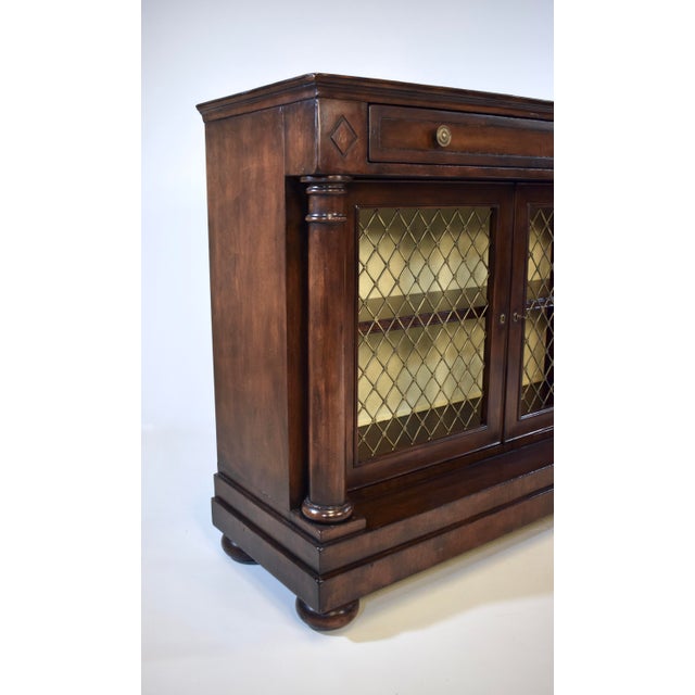 John- Richard English Regency Brass Grill Two Door Bookcase Cabinet For Sale In Philadelphia - Image 6 of 12