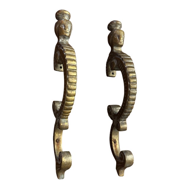 Pair of Heavy Ornate Caryatid Handles For Sale