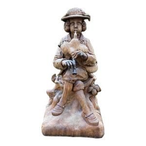 Antique 18thC Signed Folk Art Sculpture Wood Carving, Itinerant Bagpipe Musician, Czech Bohemia