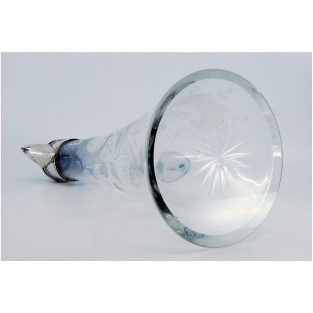 Glass Jug with Reliefs on the Neck and Silver Hinged Lid For Sale - Image 9 of 11