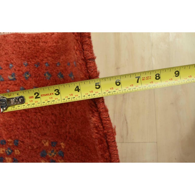 Gabbeh Rug 8’2” X 10’5” Red Wool Vintage Hand-Knotted Oriental Carpet For Sale - Image 13 of 15