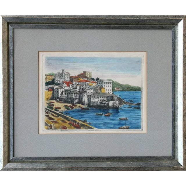 Modern Town by the Sea, Unknown Artist Etching, Signed and Numbered in Pencil For Sale - Image 3 of 3