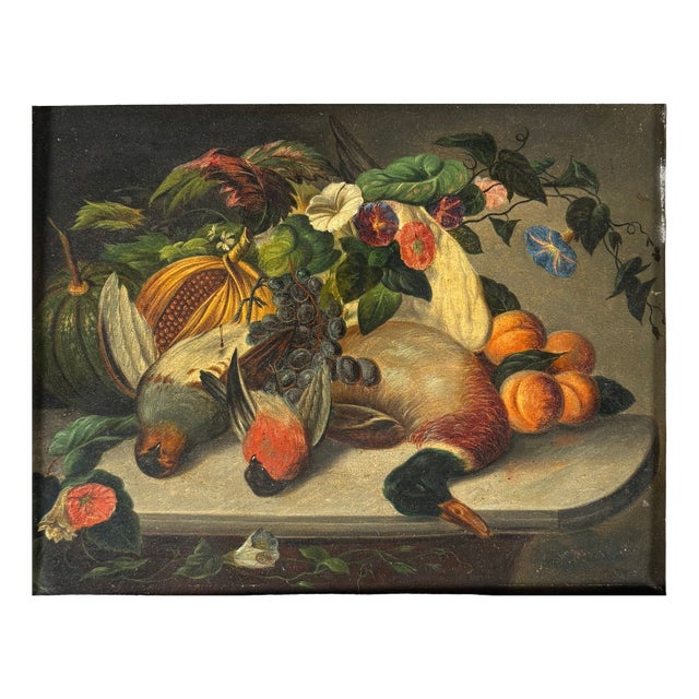 French School Artist, Still Life with a Wine Decanter, Oil Painting, 1800s, Framed For Sale