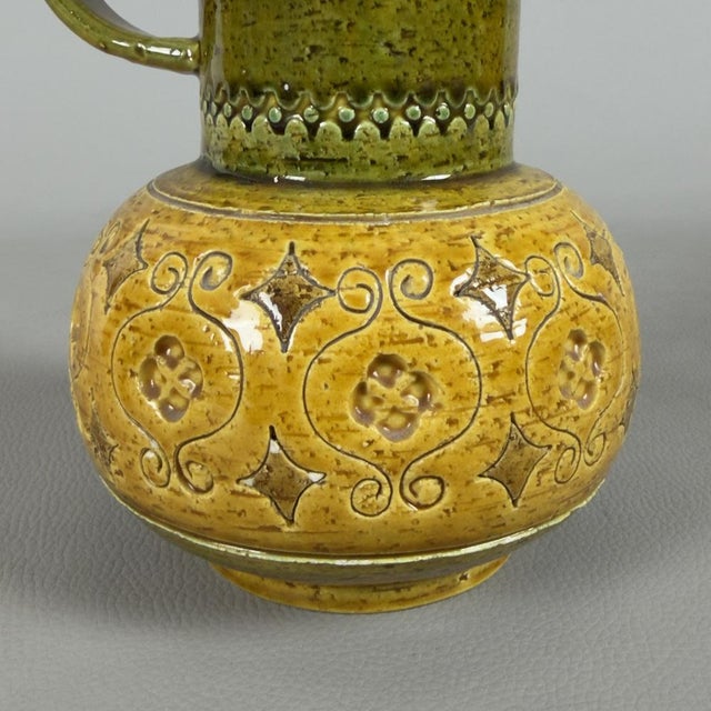 Forest Green Vase Jug in Majolica by Aldo Londi for Bitossi For Sale - Image 8 of 11