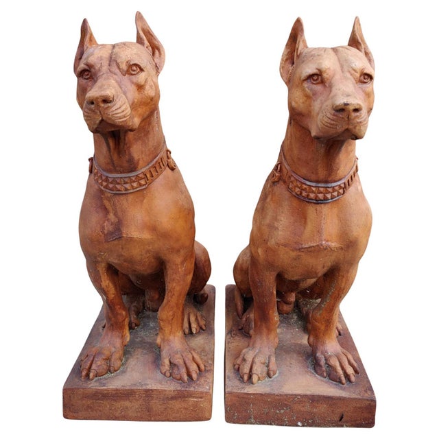 Dog Statues, Early 20th Century, Terracotta, Set of 2 For Sale - Image 3 of 8