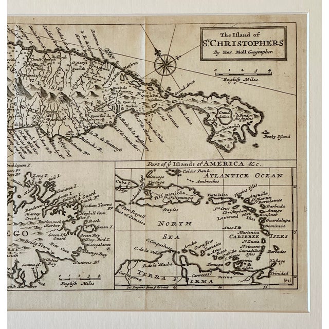 1716 St. Kitts, Antigua & Caribbean — By Herman Moll Atlas Geographicus For Sale - Image 4 of 4