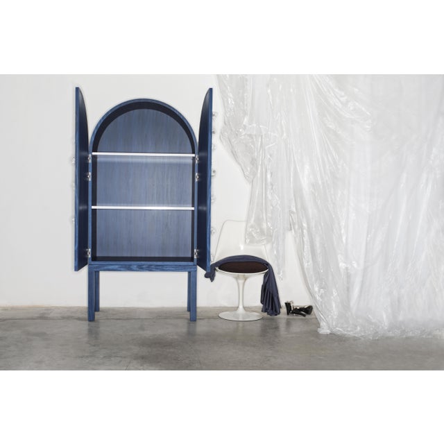 Blossom, Blue Storage Cabinet with Handmade Ceramic Inserts, Double Doors, Limited Edition. Made to Order. The Blossom...