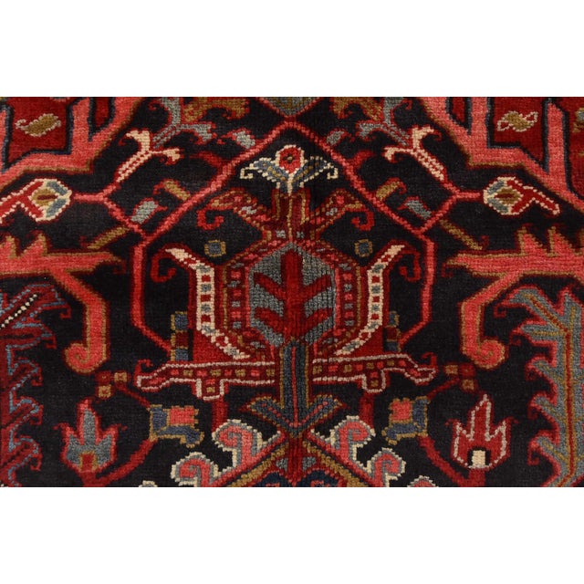 Heriz Rug 9'9'' X 12'6'' Red Wool Vintage Tribal Hand-Knotted Oriental Carpet For Sale - Image 10 of 15