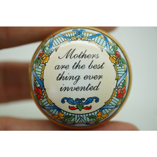 Halcyon Days Enamel Mothers Are the Best Thing Ever Invented Trinket Pill Box For Sale - Image 6 of 10