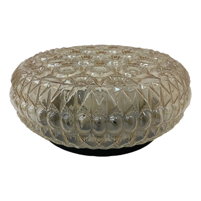 Mid-Century Glass Ceiling Lamp, 1970s For Sale