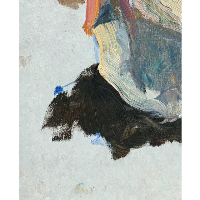1960s Portrait Woman Large Portrait Oil Painting Original Socialist Realism Ukrainian Artist Sokolovsky G. 1960s For Sale - Image 5 of 6