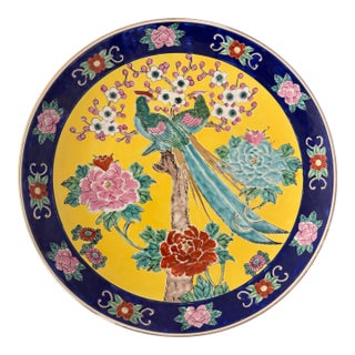 Large Japanese Imari Hand-Painted Charger Plate – 15.75” Birds & Floral Design For Sale