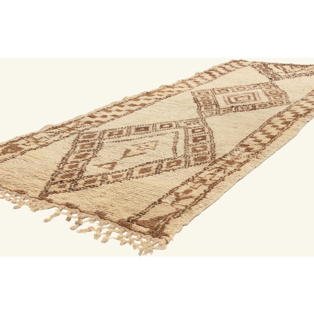 22043 Vintage Azilal Moroccan Rug, 03'00 x 07'09. The Guardian's Passage: A Vintage Azilal Moroccan Masterpiece of Sacred...
