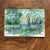 Step into a dreamy woodland scene with this lush, impressionistic watercolor. Soft greens, muted yellows, and hints of...