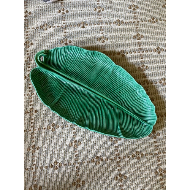 Late 20th Century Late 20th Century Large Majolica Banana Leaf Platter For Sale - Image 5 of 5