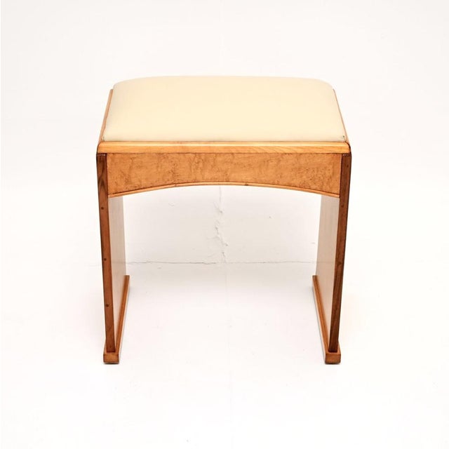 A stylish and extremely well made Art Deco birds eye maple and leather stool. This was made in England, it dates from the...