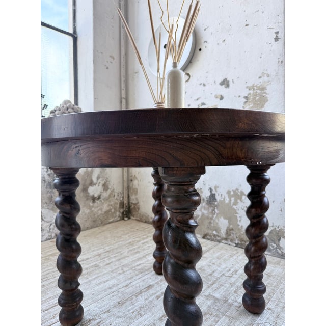 Round Walnut Table with Turned Legs, 1900s For Sale - Image 6 of 18
