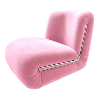 Frenesí Lounge Chair in Pink Velvet from Moanne For Sale