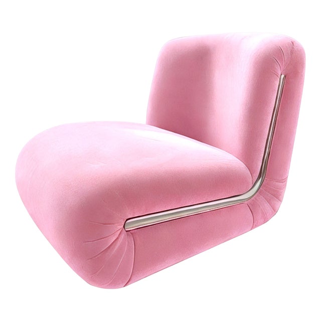 Frenesí Lounge Chair in Pink Velvet from Moanne For Sale