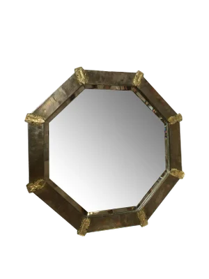 Arts and Crafts Hand Hammered Octagon Copper Mirror