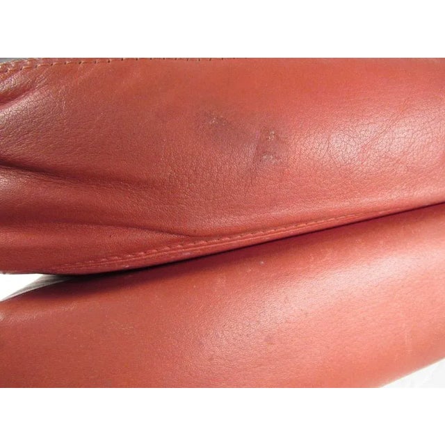 Textile Danish Modern Tufted Leather Ottoman For Sale - Image 7 of 9