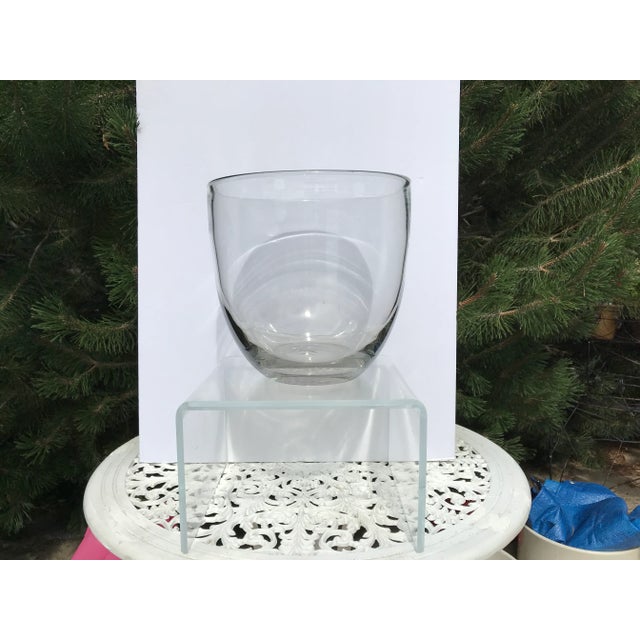 Large heavy contemporary crystal vase; master craftsman formed body.; multi-functional as art object, vase, ice bucket or...