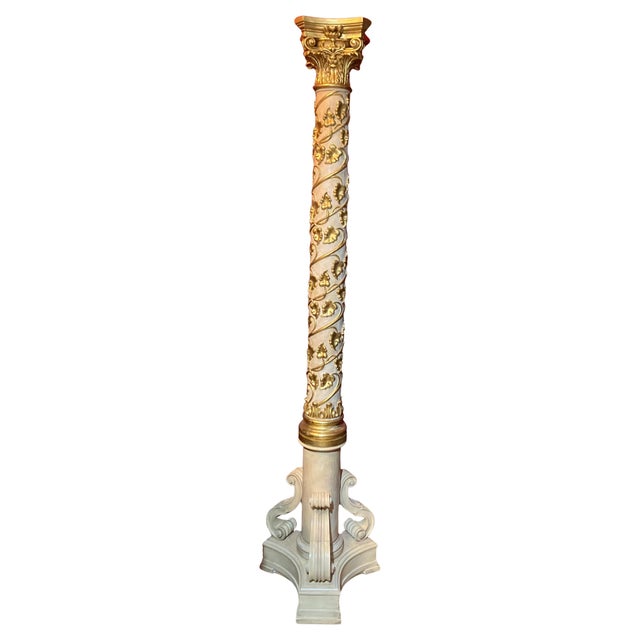 19th Century Italian White Lacquered and Gold Leaf Pedestal For Sale - Image 12 of 12