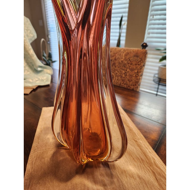 Flavio Poli 17” Flavio Poli for Seguso Sommerso Glass Vase - Amber to Ruby - 8lbs For Sale - Image 4 of 6