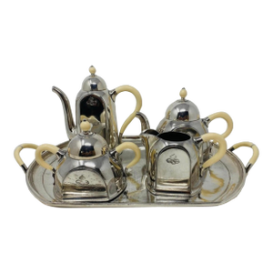 1950s Ocean Liner Silver Plated Pewter Tea Service Maritime Tea Set Cosulich Line Cosi Tabellini Italy - Set of 5