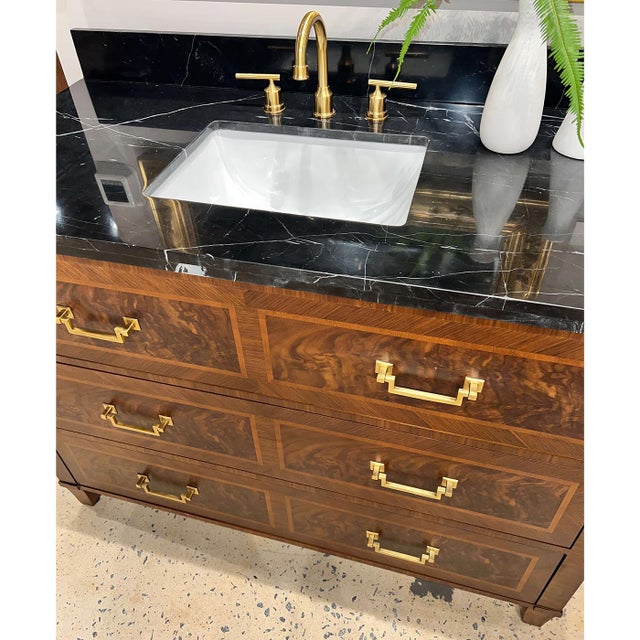 French Bathroom Vanity Dark For Sale - Image 4 of 6