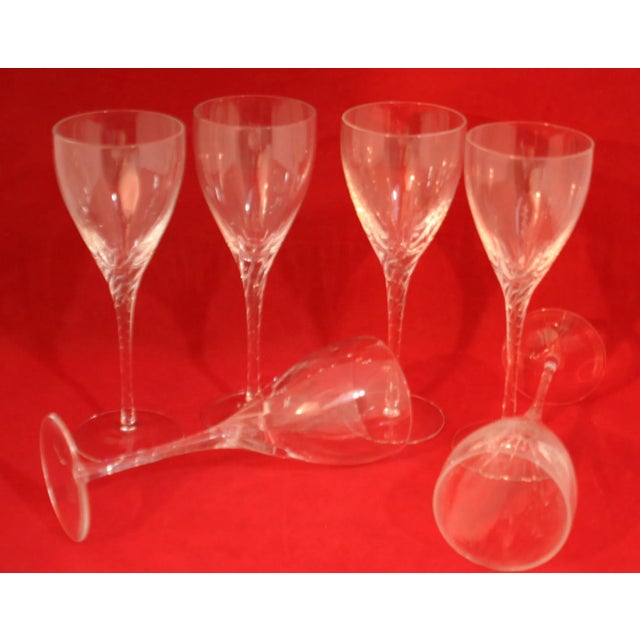 Glass Vintage Lenox Long Stem Crystal Wine Glasses Encore Pattern Set of 6 For Sale - Image 7 of 10