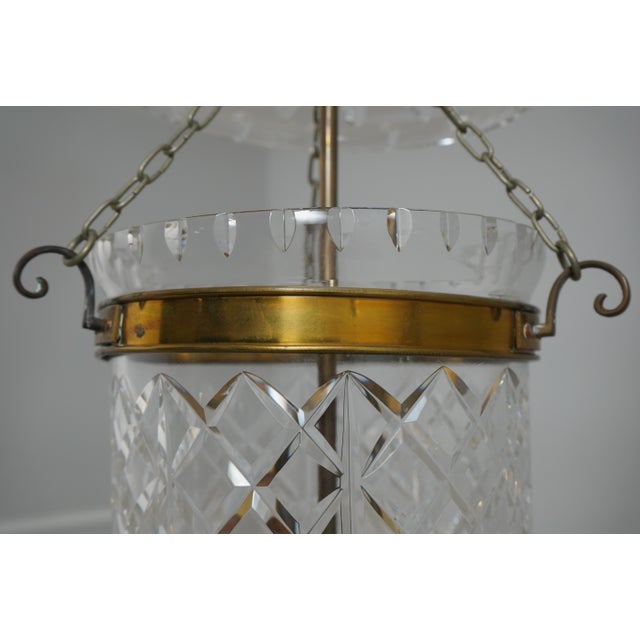 Brass Waterford UnMarked Bell Form Crystal Chandelier Fixture For Sale - Image 8 of 8
