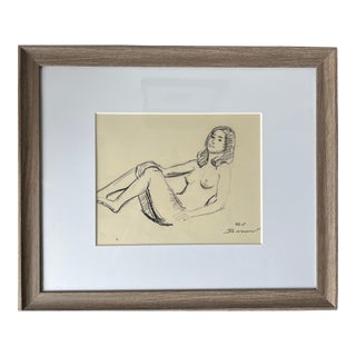 Original Framed Nude Sketch-Signed-1950's For Sale