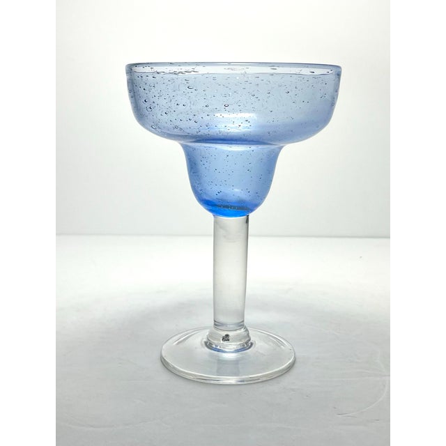 Contemporary Blown Blue Margarita Glasses - Set of 6 For Sale - Image 4 of 5