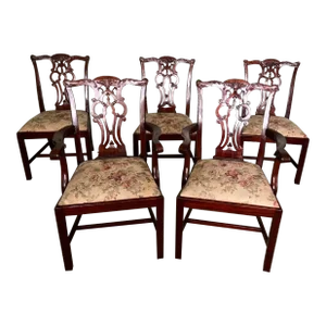 Late 20th Century Maitland Smith Set of Five Chippendale Carved Cherry Dining Chairs