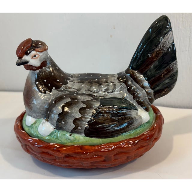 A charming antique 19th Century English Staffordshire hen covered tureen or eggery, circa 1880. No maker's mark. These...