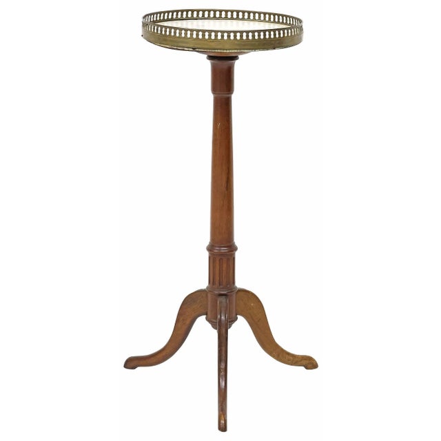 French Late 19th Century French Louis XVI Style Marble-Top Mahogany Pedestal / Side Table For Sale - Image 3 of 3