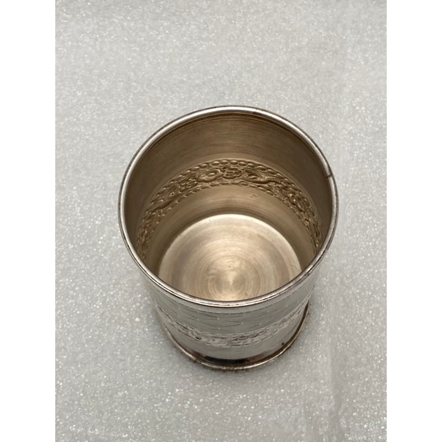 Asian Antique 1990s Vintage Silver-Tone Metal Cup For Sale - Image 3 of 10