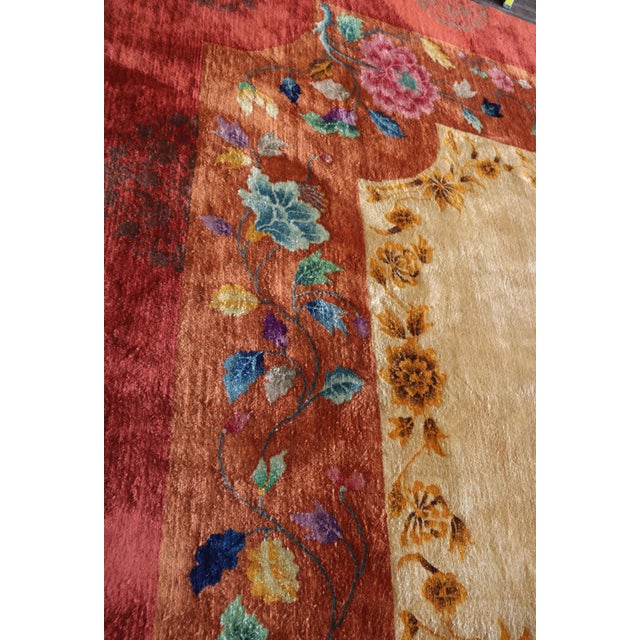 Early 20th Century Antique Art Deco Chinese Carpet, Unusual, 8'10" X 11'6" For Sale - Image 5 of 11