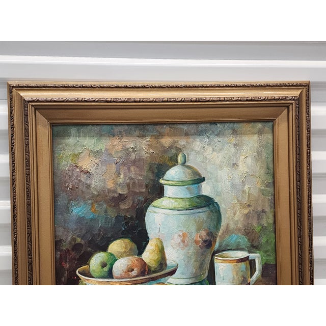 1970s Vintage c.1970 Still Life Oil Painting on Canvas by W. Adam For Sale - Image 5 of 15