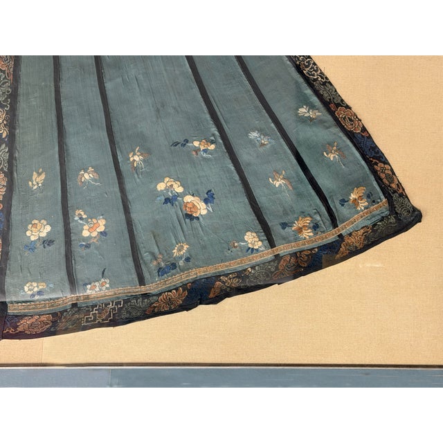 1970s Antiques Chinese Dynasty Skirt Fabric Framed Wall Art Decor For Sale - Image 5 of 12