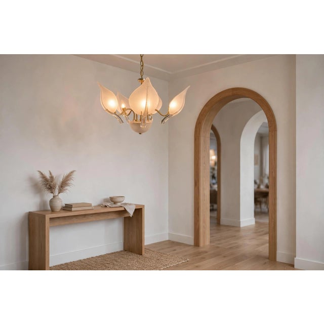 Vintage Italian Murano Glass and Brass Chandelier Sculptural For Sale - Image 6 of 7
