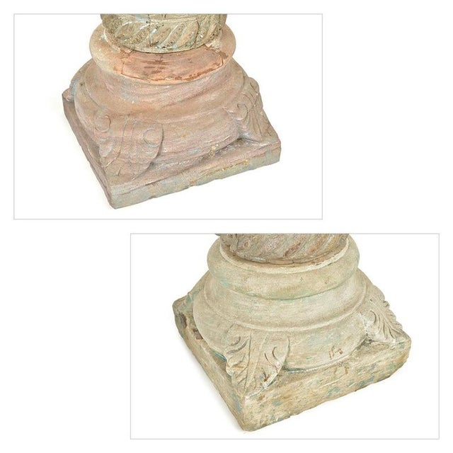 Carved Columns in Wood and Stone, Set of 4 For Sale - Image 3 of 9