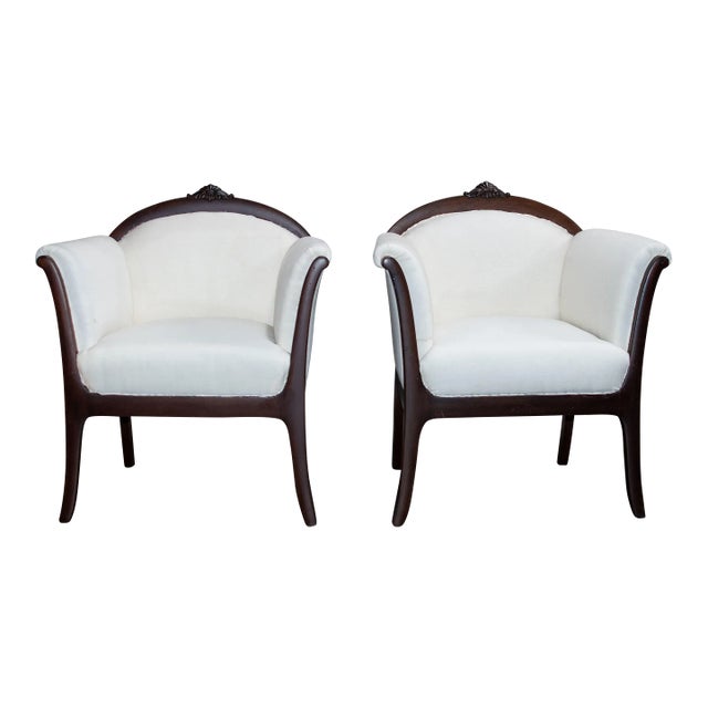 Pair of Swedish Grace Arm Chairs - Com Ready For Sale