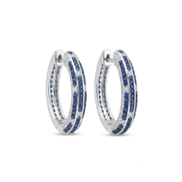 Natural 18k Gold Diamond 0.18ct Blue Sapphire 1.48ct Stud Earrings For Sale In New York - Image 6 of 8