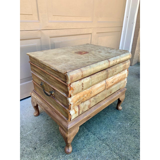 1980s Vintage Trompe L’Oeil Faux Book Stack Storage Side Table For Sale - Image 5 of 13
